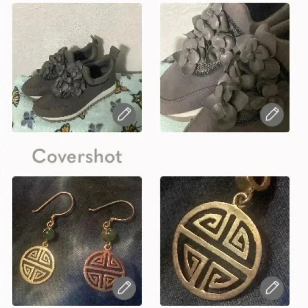 Tory Burch🌸gray/white sneakers leather 8 & 925 earrings